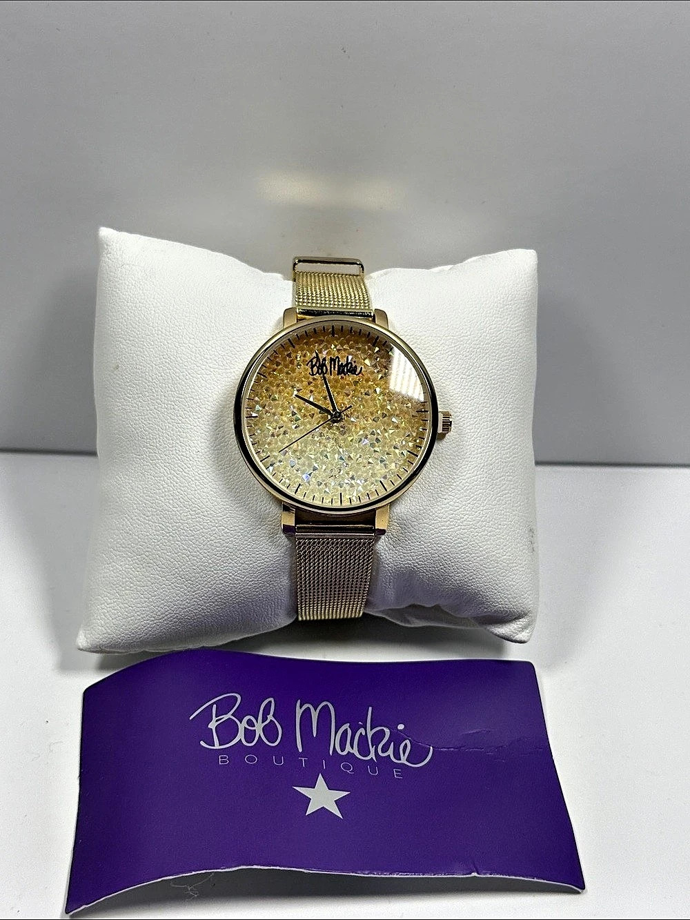 Bob Mackie BM4004YG Gold-Tone Glitter Dial Watch